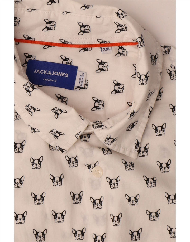 JACK & JONES Camisa Hombre 2XL Algodón Moteado Blanco