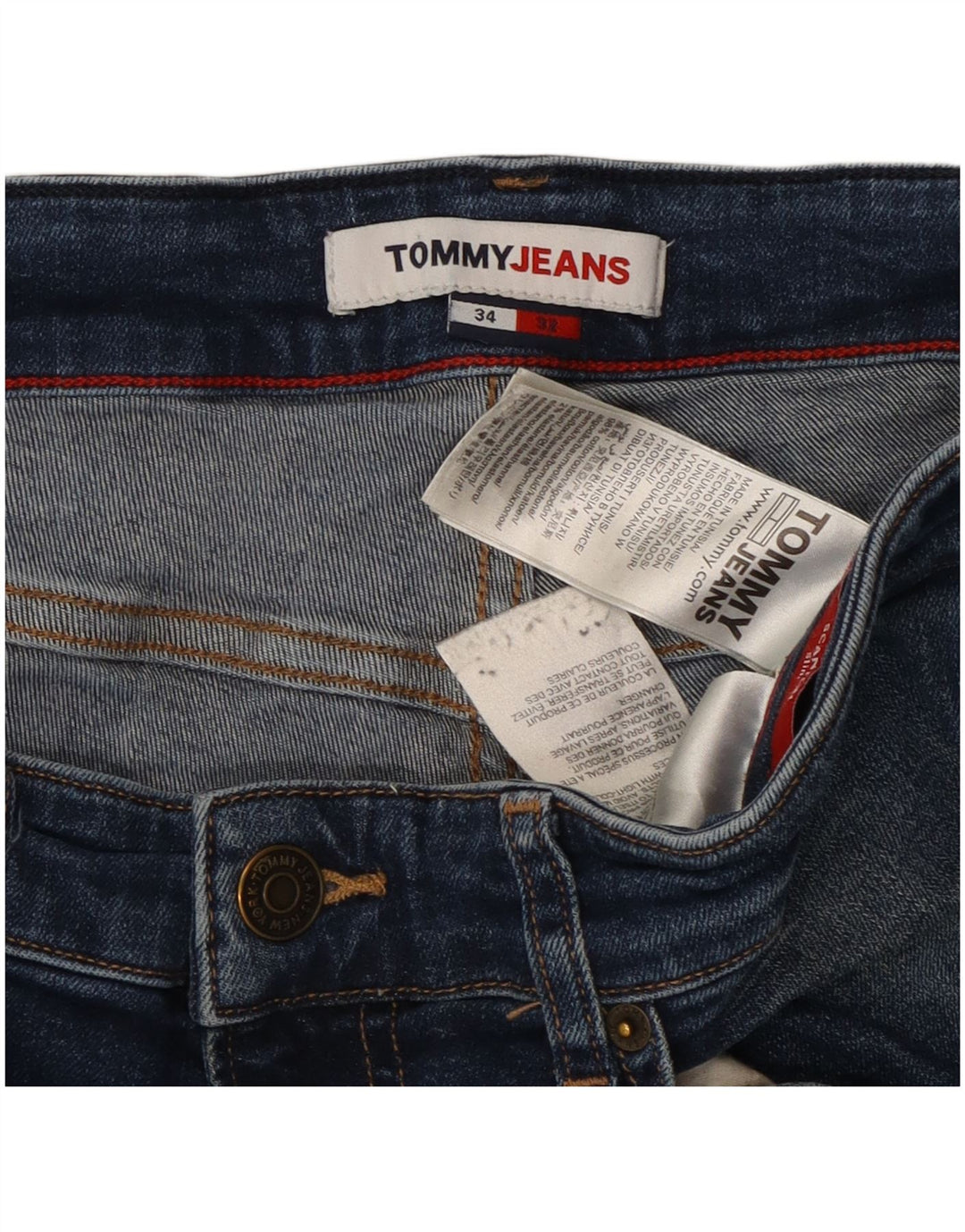 TOMMY HILFIGER Vaqueros ajustados para hombre W34 L32 Algodón azul