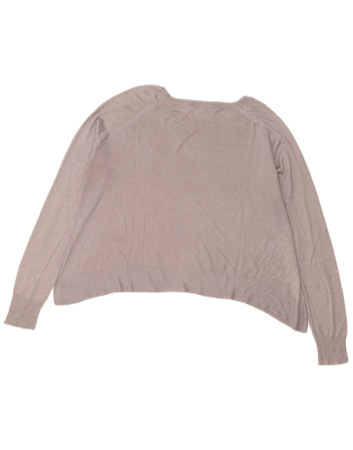 ZARA Suéter tipo jersey corto con cuello barco de gran tamaño para mujer UK 44 Gris medio