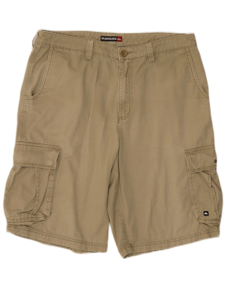 Quiksilver Pantalones cortos tipo cargo para hombre W34 Large Khaki Cotton