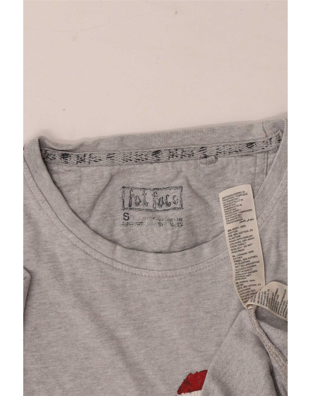Camiseta con estampado gráfico de hombre de Fat Face, talla pequeña, de algodón moteado en gris