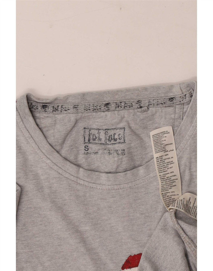 Camiseta con estampado gráfico de hombre de Fat Face, talla pequeña, de algodón moteado en gris