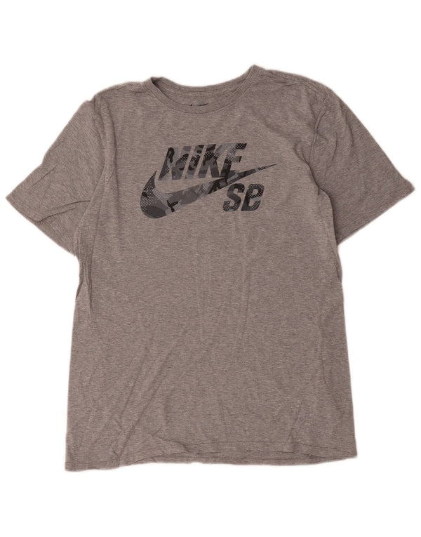 Nike Mens Athletic Cut Graphic T-Shirt Top Medium Grey Cotton