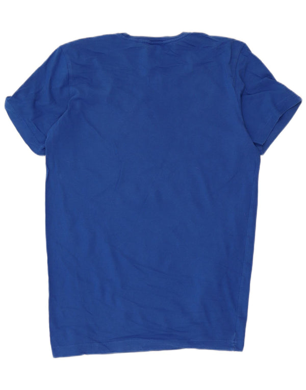 Adidas - Camiseta gráfica para hombre, talla pequeña, algodón azul