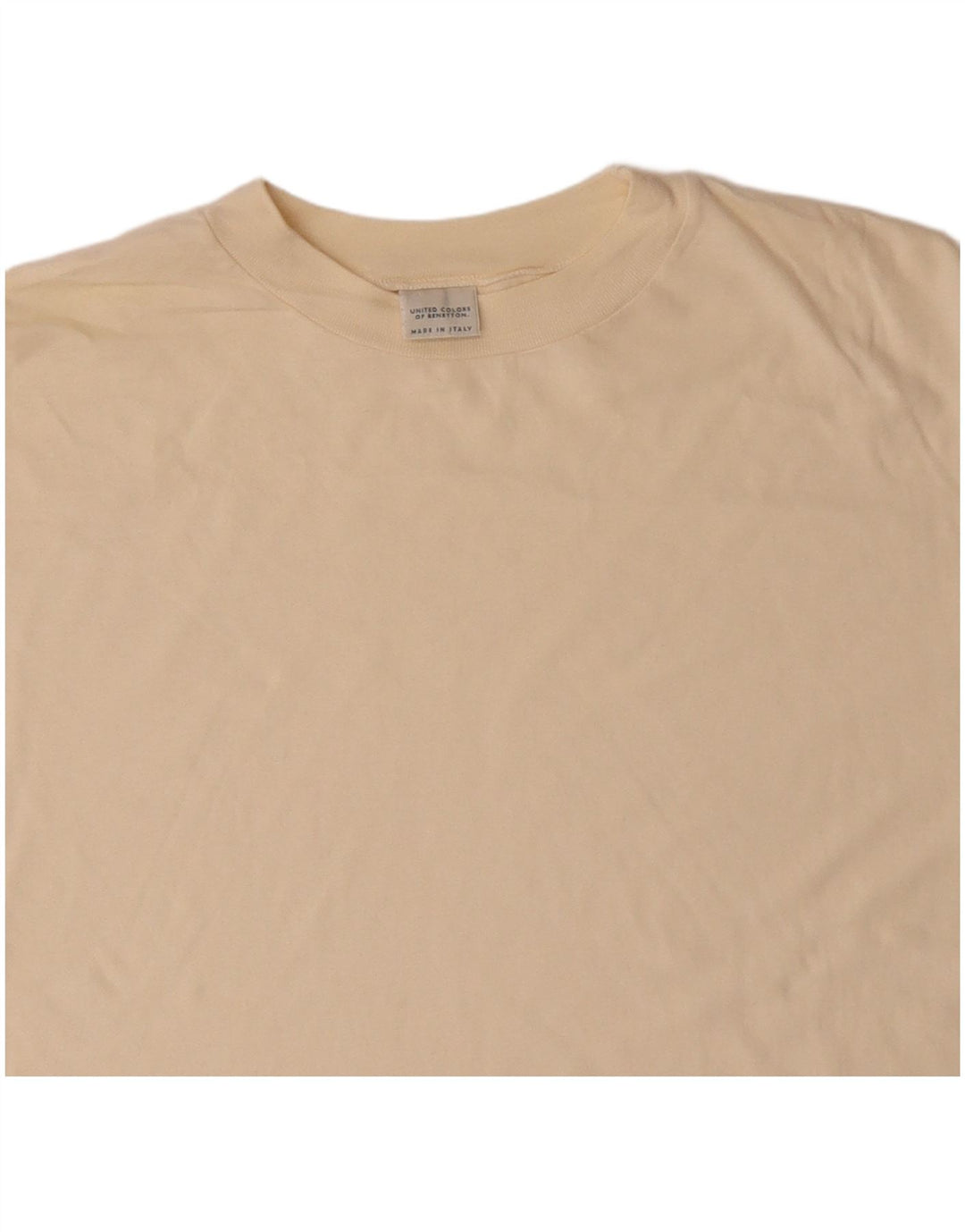 BENETTON Camiseta Hombre Top Algodón Beige Medio