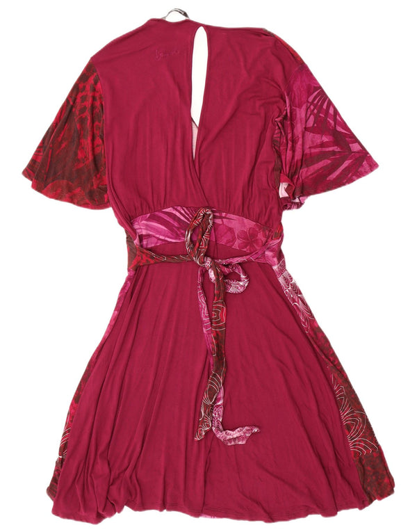 Desigual Vestido gráfico de corte A para mujer UK 44 Viscosa floral rosa grande