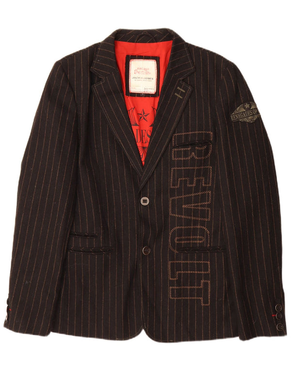Jack & Jones Chaqueta tipo blazer con gráfico para hombre UK 38 Medium Black Pinstripe