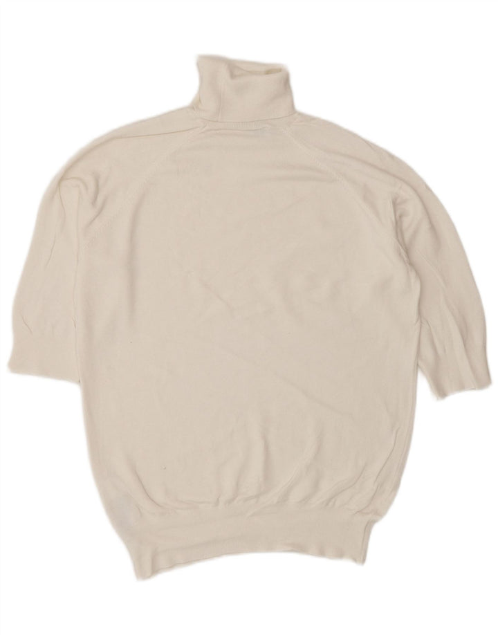 Zara - Jersey de manga corta con cuello vuelto para mujer, talla M, color blanco