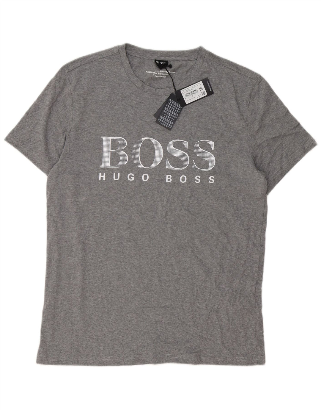 Hugo Boss - Camiseta gráfica para hombre, talla grande, algodón gris