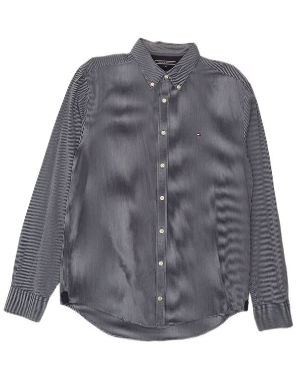 Camisa Tommy Hilfiger New York Fit de algodón con rayas diplomáticas en azul marino mediano