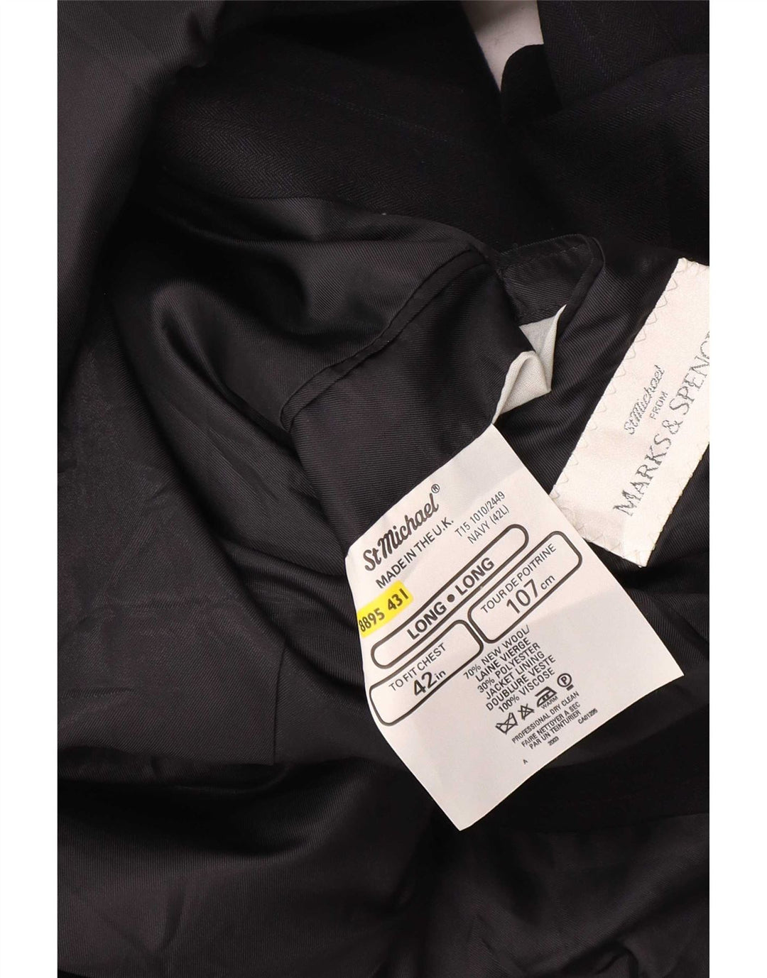 Marks & Spencer Chaqueta tipo blazer larga para hombre UK 42 Large Azul marino a rayas