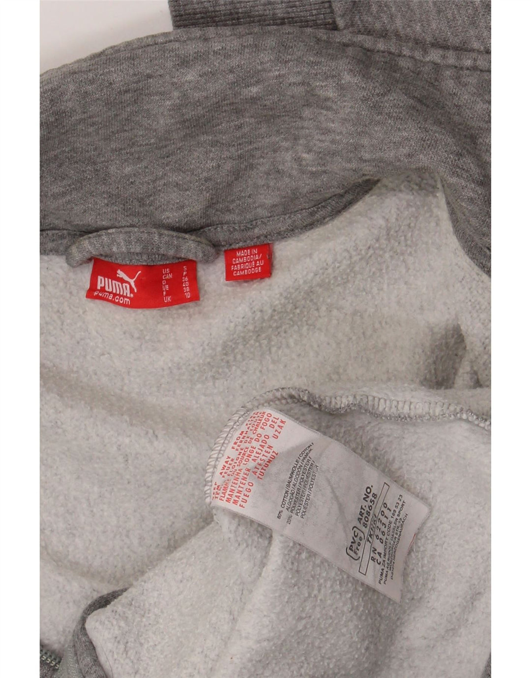 Puma Mujer Chándal Top Chaqueta Reino Unido 10 Pequeño Gris Algodón