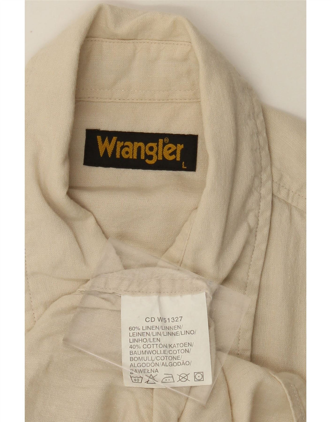 WRANGLER Camisa de manga corta para hombre, talla grande, lino beige