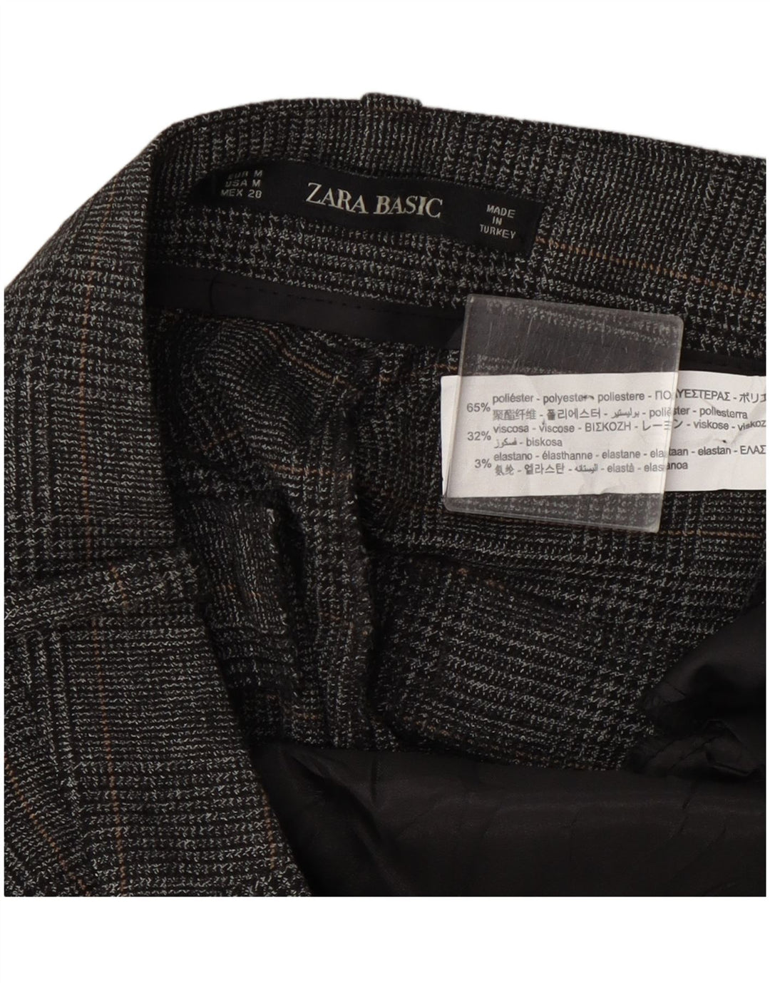 Zara Mujer Pantalón Cropped Mediano W28 L24 Poliéster A Cuadros Gris