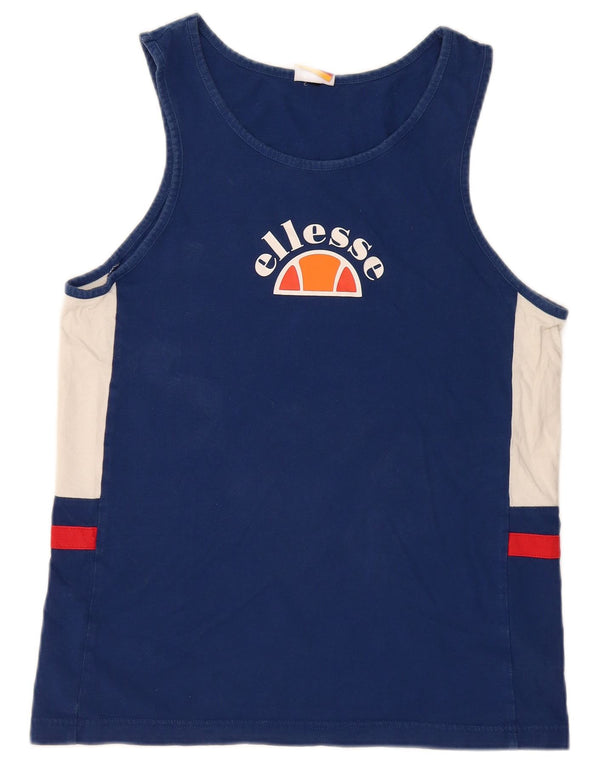 Ellesse Top sin mangas gráfico para mujer UK 44 Algodón azul medio con bloques de color