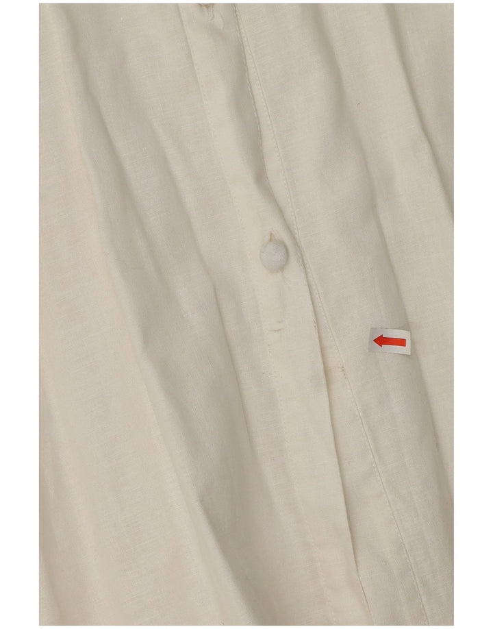 VINTAGE Mujer 3/4 Manga Camisa Blusa Reino Unido 14 Medio Blanco Floral