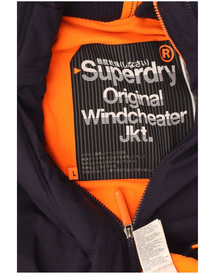 SUPERDRY Chaqueta cortavientos con capucha para hombre UK 40 Large Azul marino Poliéster