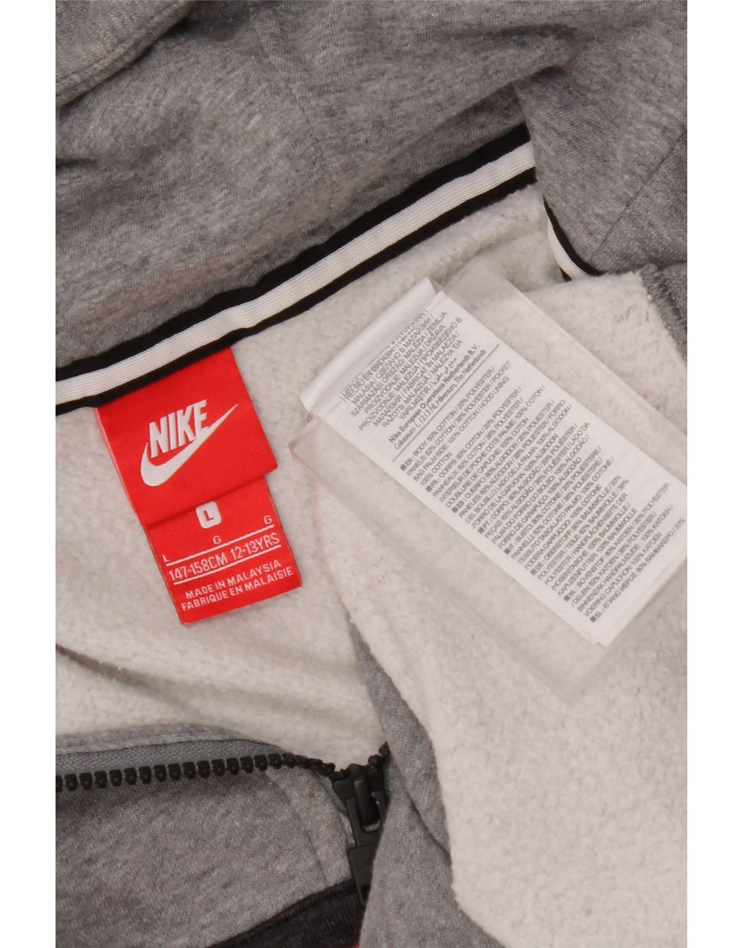 NIKE Sudadera con capucha gráfica para niños de 12 a 13 años, color gris grande