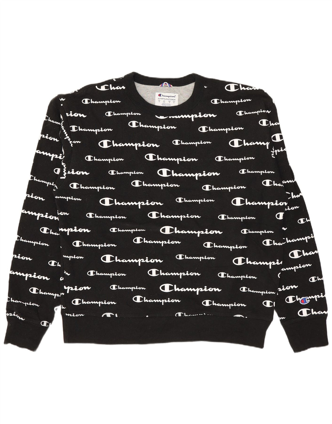 Champion Sudadera Con Estampado Gráfico Jumper De Algodón Negro Mediano