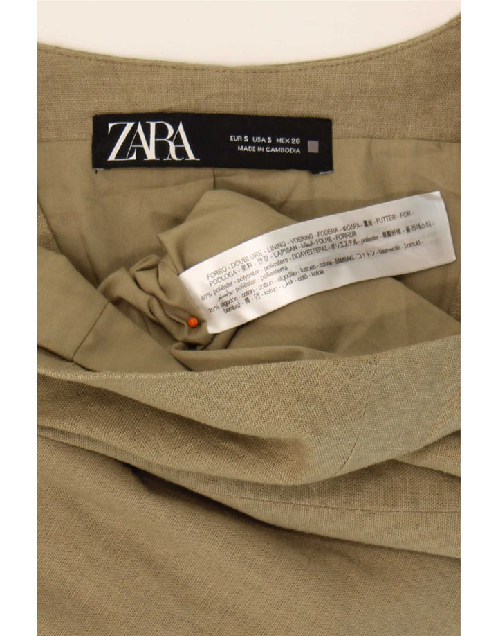 Zara Mujer Chaleco UK 10 Small Caqui Poliéster
