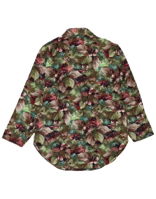 Camisa Vintage Mujer IT 48 XL Algodón Floral Verde