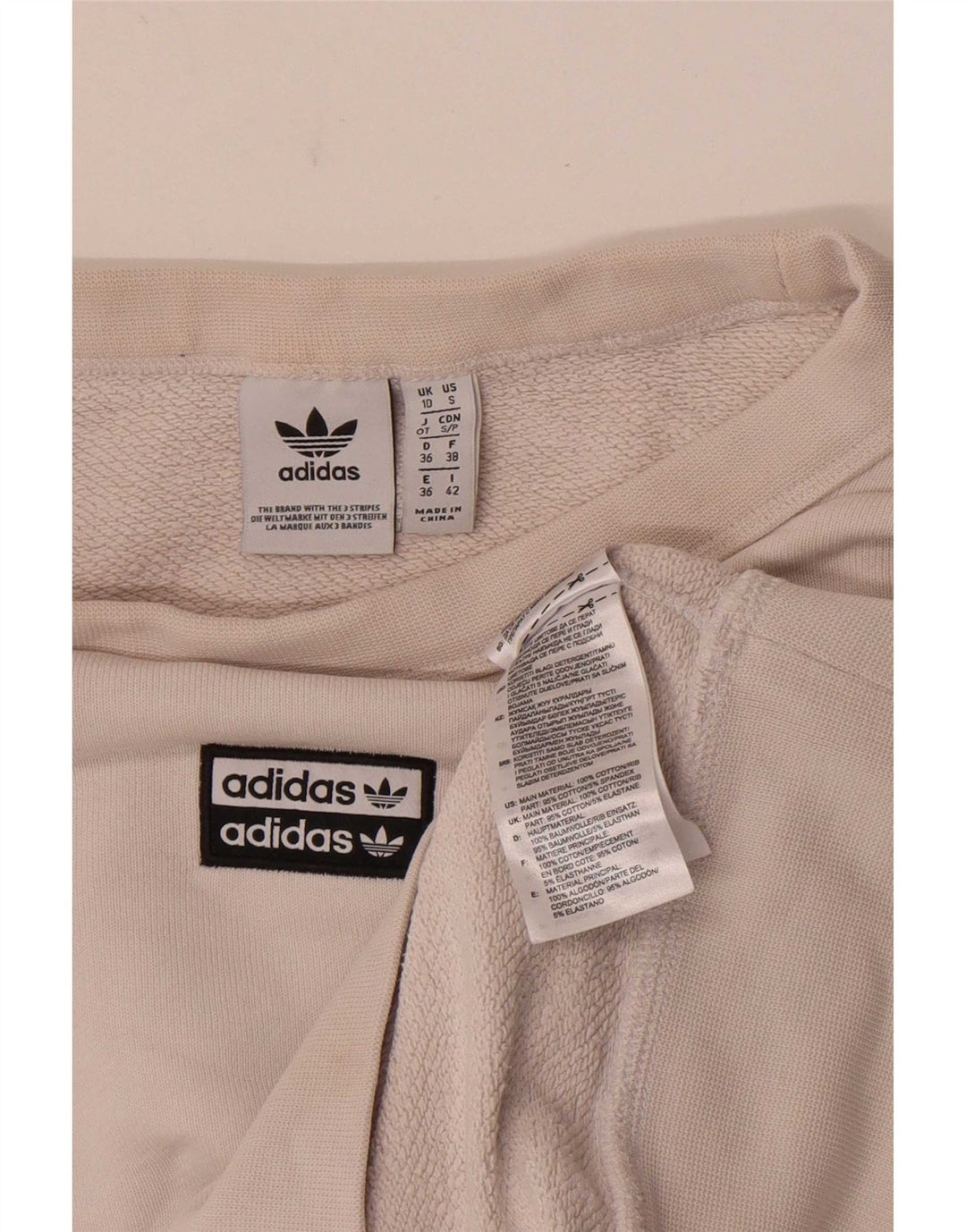 Adidas - Sudadera extragrande para mujer, talla 10, algodón blanco pequeño
