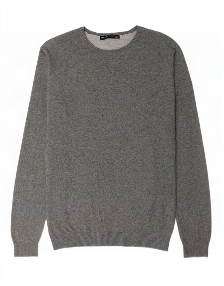 Zara Hombre Jersey Cuello Redondo Jersey XL Gris Algodón