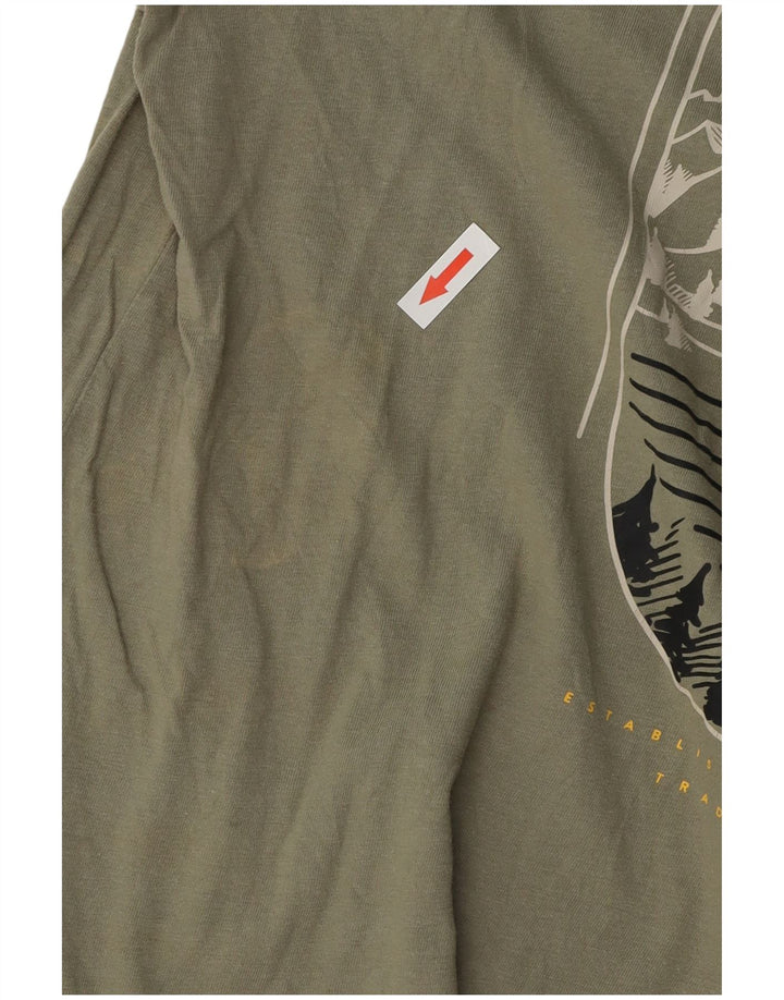 Hurley Hombre Camiseta Gráfica Top Algodón Verde Medio