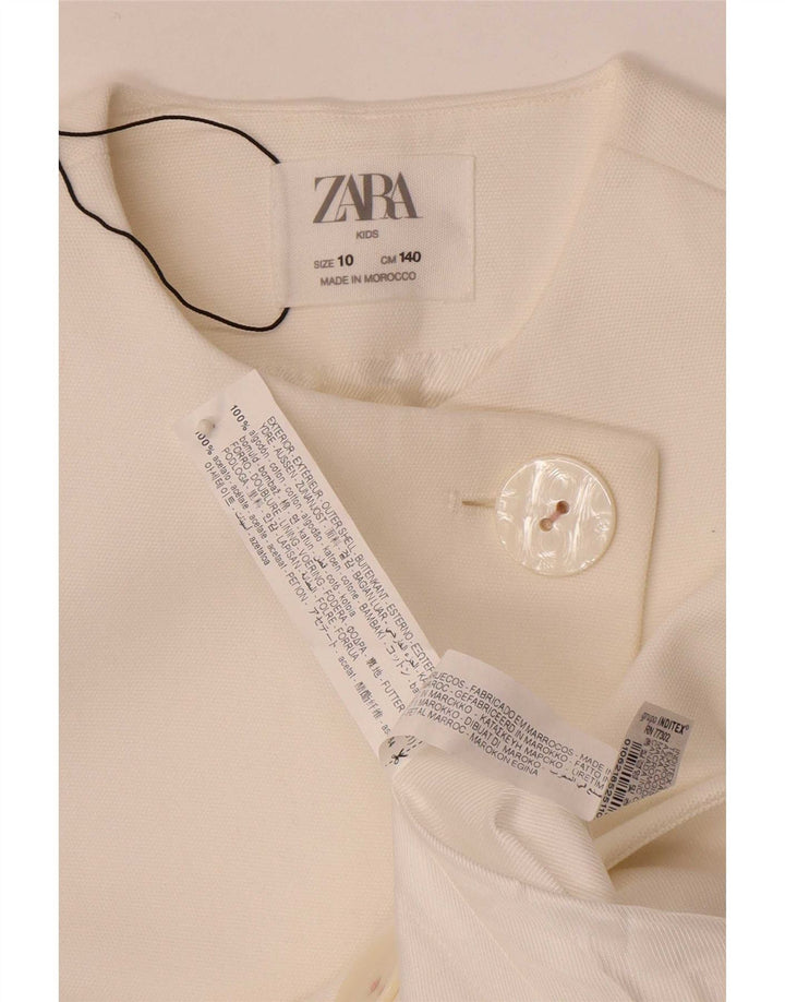 Zara Chaqueta Niña 2 Botones 9-10 Años Algodón Blanco
