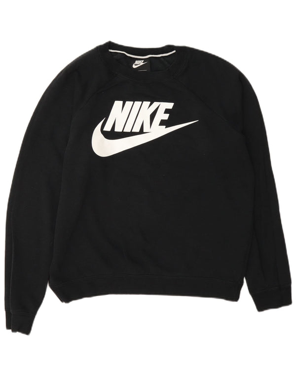 Nike Sudadera de gran tamaño con gráfico para mujer UK 10 Small Grey Cotton