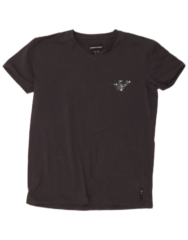 Emporio Armani Camiseta Mujer Top UK 40 XL Algodón Gris