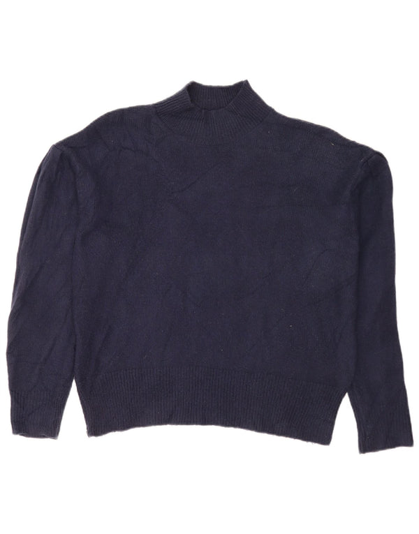 Marks & Spencer Jersey con cuello alto para mujer, talla 44, talla mediana, azul marino
