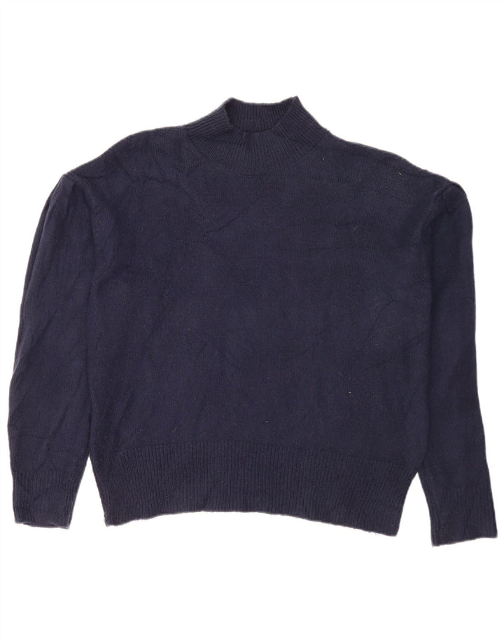 Marks & Spencer Jersey con cuello alto para mujer, talla 44, talla mediana, azul marino