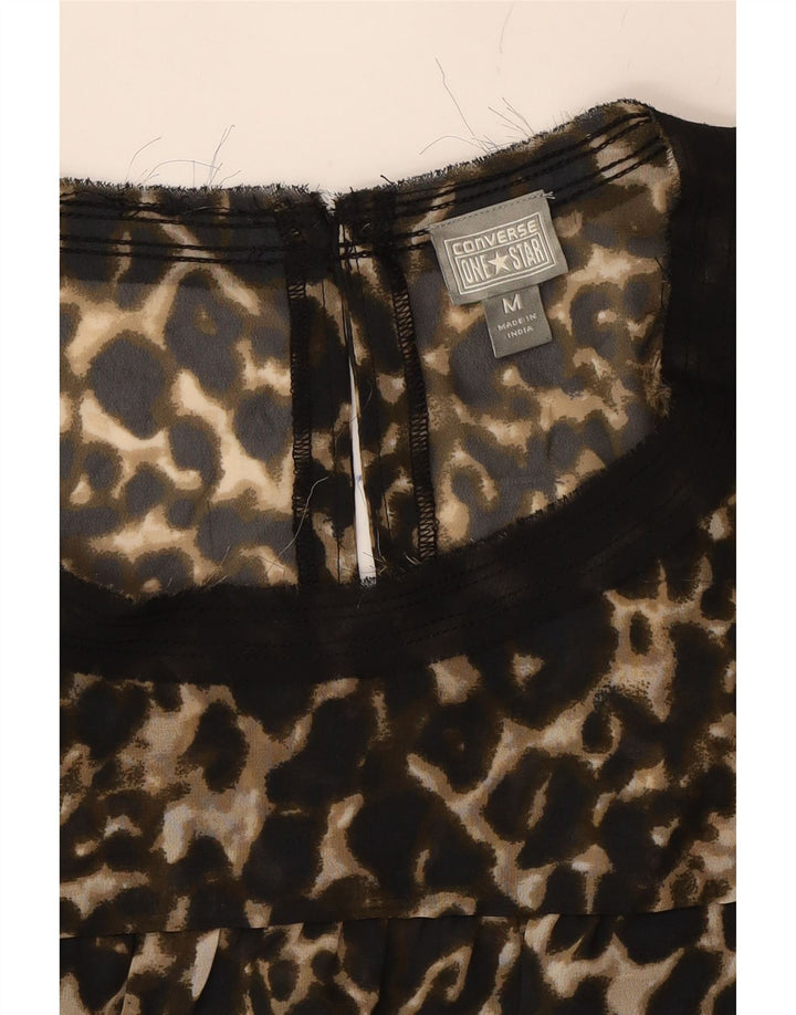 CONVERSE Womens Tiered Dress UK 12 Medium Brown Animal Print Polyester Vintage Converse and Second-Hand Converse from Messina Hembry 