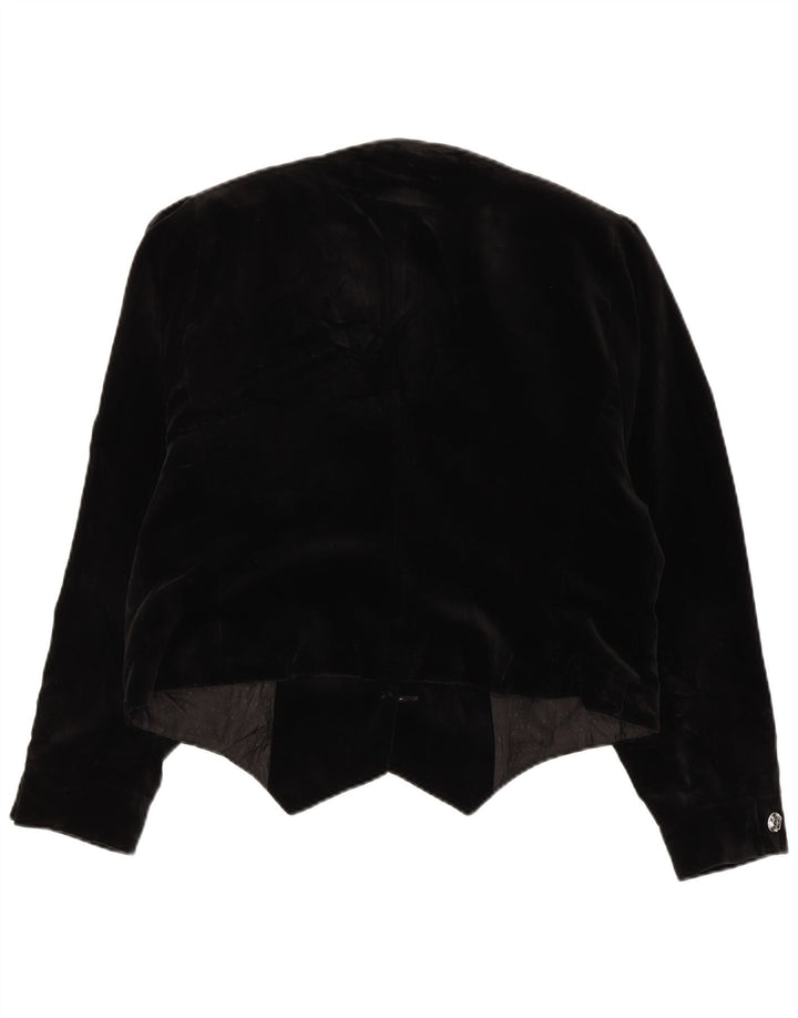 HAMMERSCHMID Chaqueta tipo blazer de terciopelo con 3 botones para mujer EU 42 Grande Algodón negro