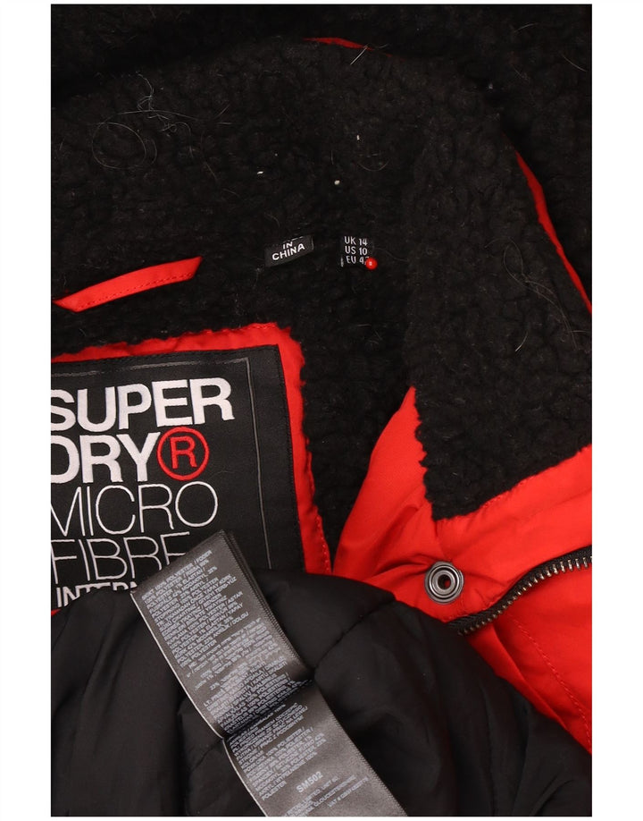 Superdry Parka con capucha para mujer, talla 44, poliéster rojo grande