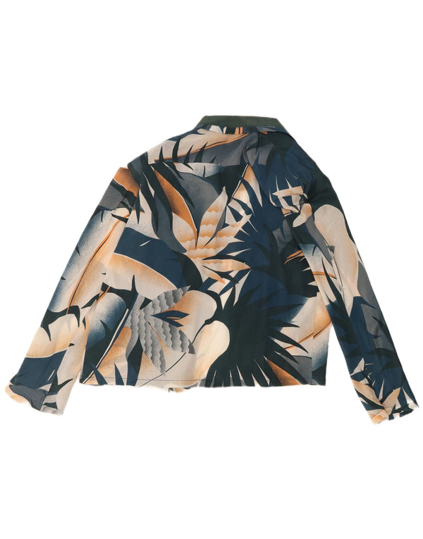 Vintage mujer Cardigan Top IT 46 Acetato floral verde grande