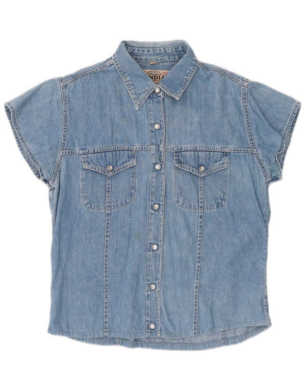 Mondial Camisa vaquera de manga corta para mujer UK 44 Grande Azul