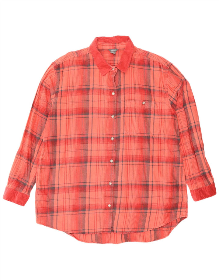 EDDIE BAUER Camisa de franela para mujer UK 46 Algodón a cuadros rojos grandes
