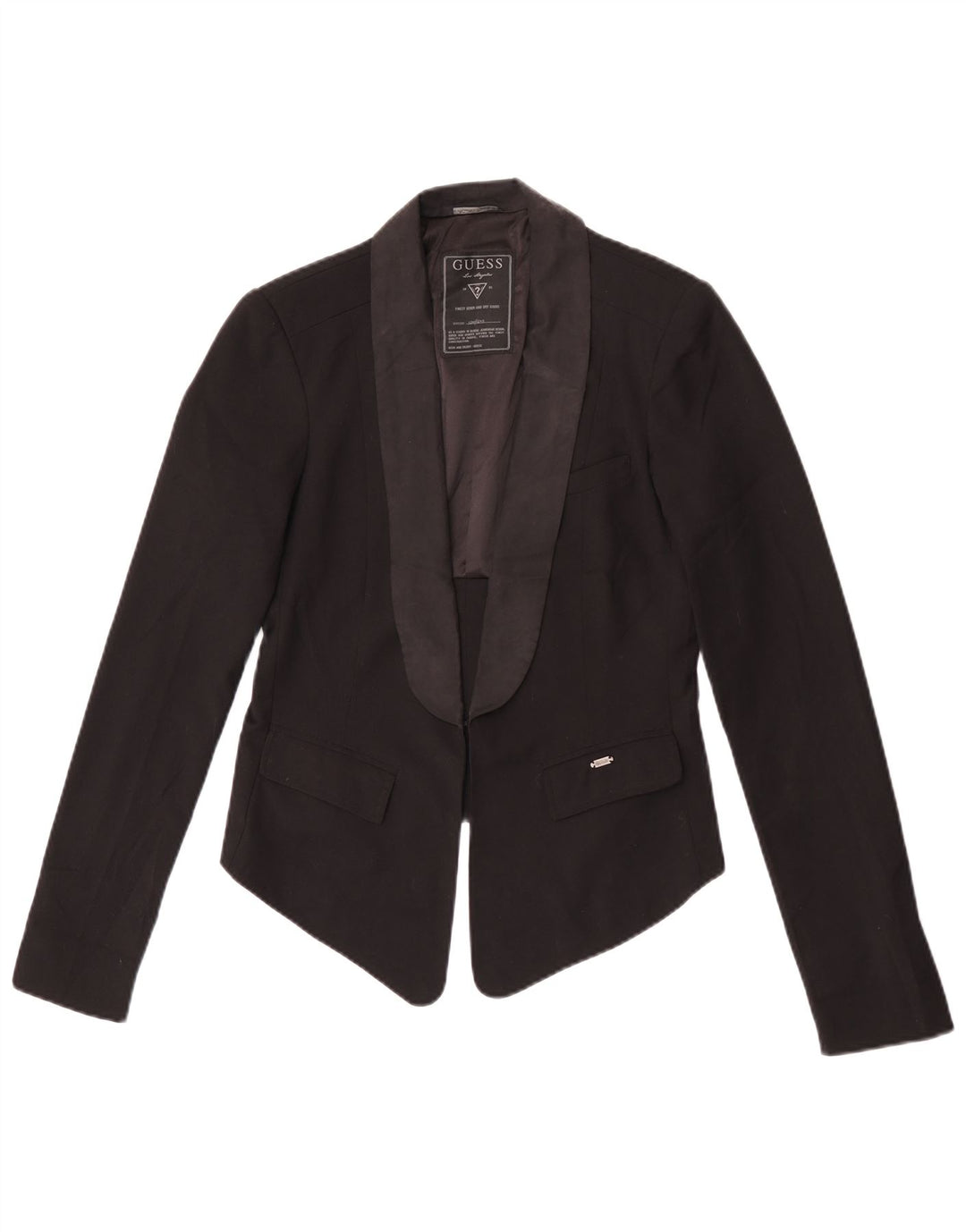 Guess Chaqueta tipo blazer corta para mujer UK 12 Mediana Poliéster negro
