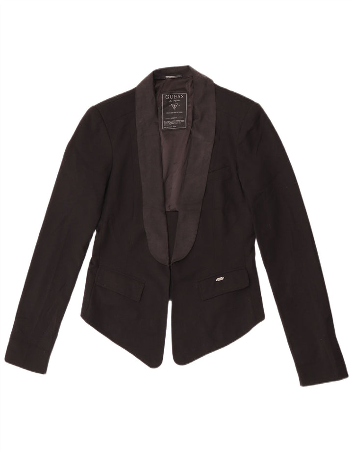 Guess Chaqueta tipo blazer corta para mujer UK 12 Mediana Poliéster negro
