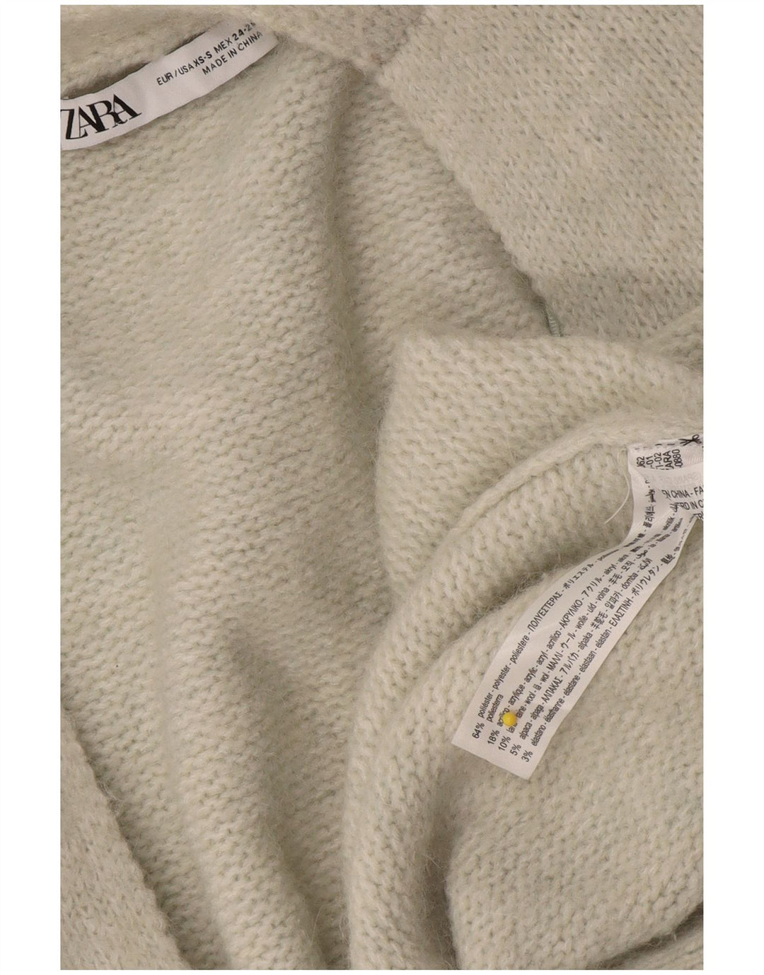 Zara Suéter tipo cárdigan abierto de palangre extragrande para mujer UK 6 XS Poliéster gris