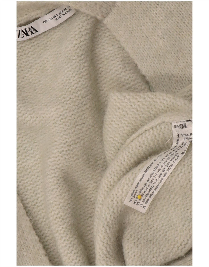 Zara Suéter tipo cárdigan abierto de palangre extragrande para mujer UK 6 XS Poliéster gris