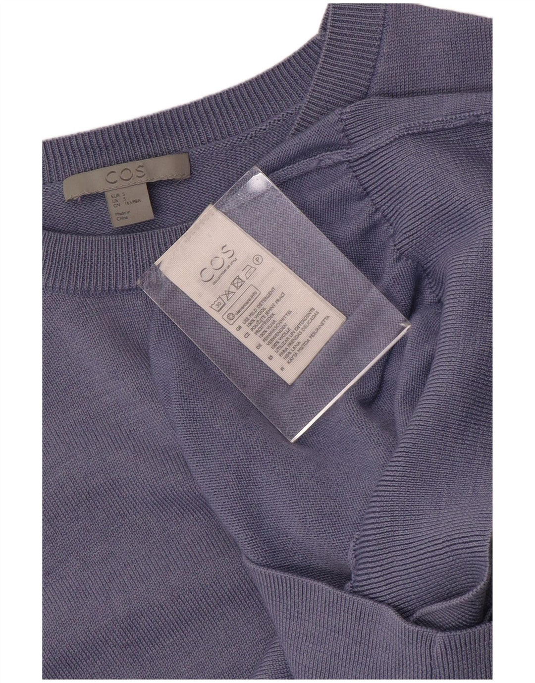 Cos - Jersey extragrande con cuello barco para mujer, talla 10, lana azul pequeña