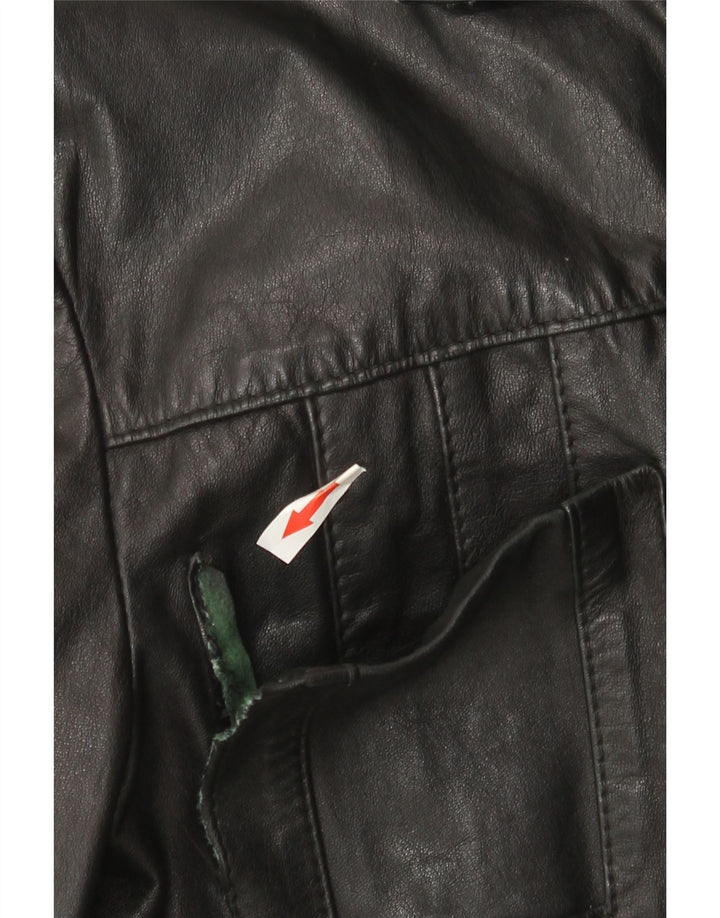 Henry Morell Chaqueta de cuero de manga 3/4 para hombre IT 52 XL Cuero negro