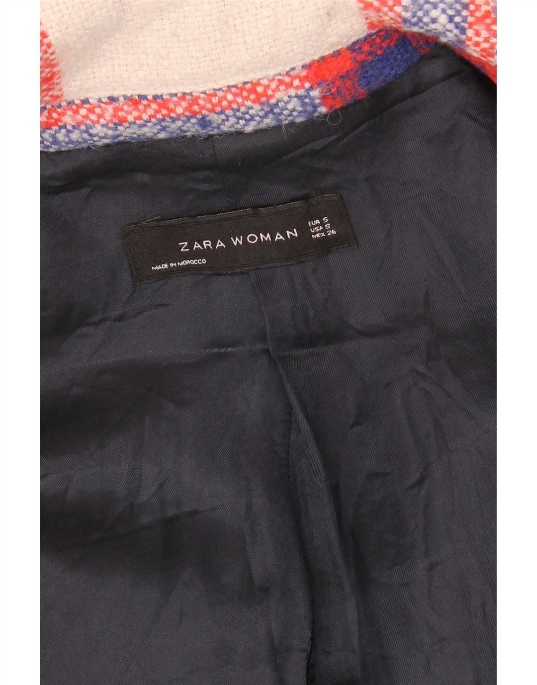 Zara Mujer Abrigo Abierto Reino Unido 10 Pequeño Acrílico A Cuadros Multicolor