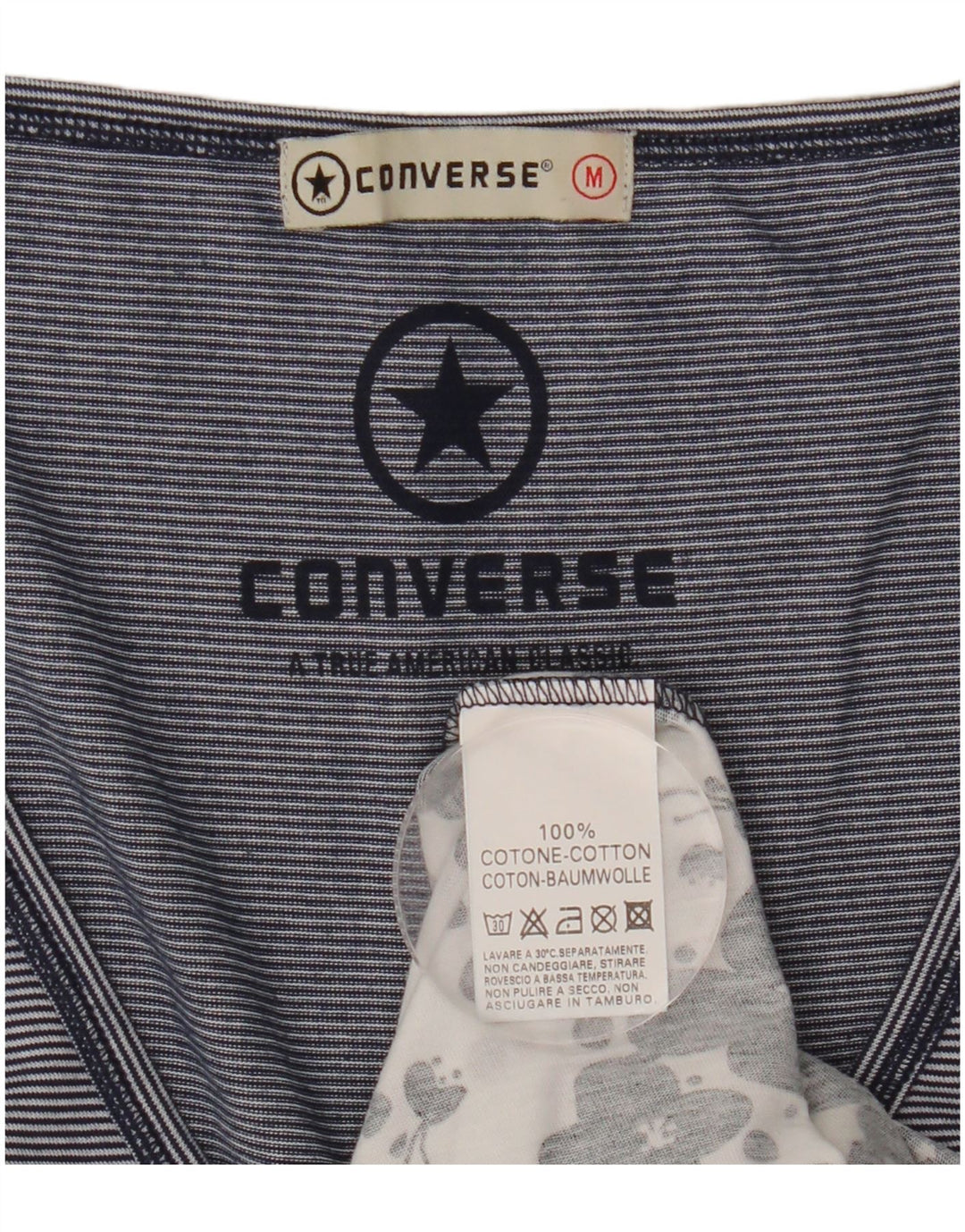 CONVERSE Blusa sin mangas para mujer Top UK 12 Algodón floral azul marino mediano