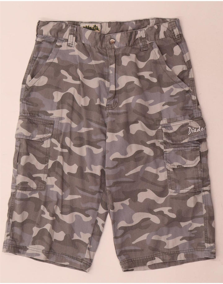 Diadora Pantalones cortos cargo para hombre W34 Algodón de camuflaje gris grande
