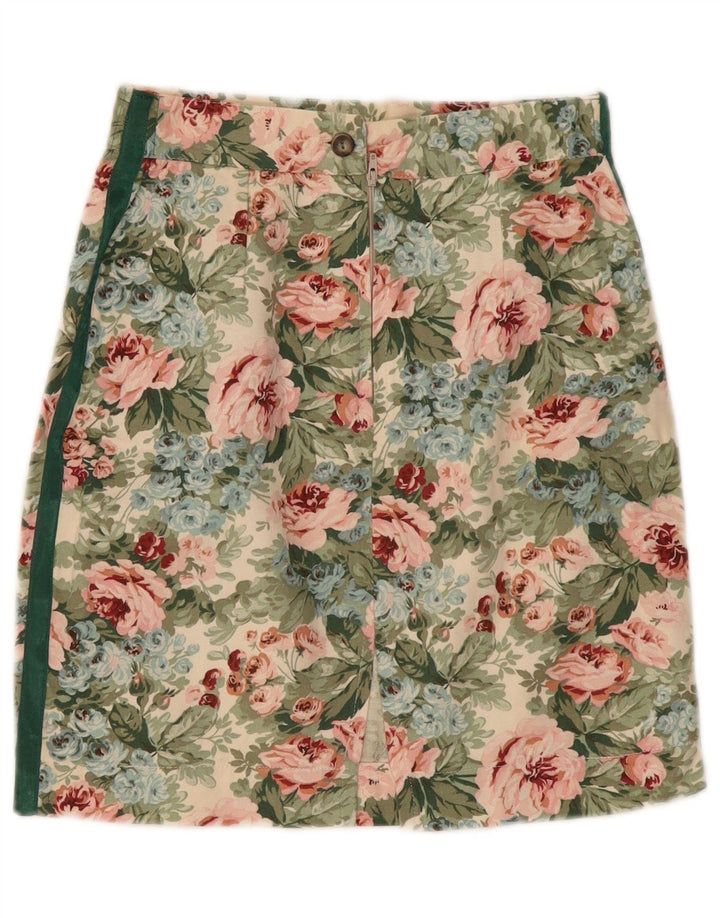 Vintage mujer mini falda pequeña W26 multicolor floral