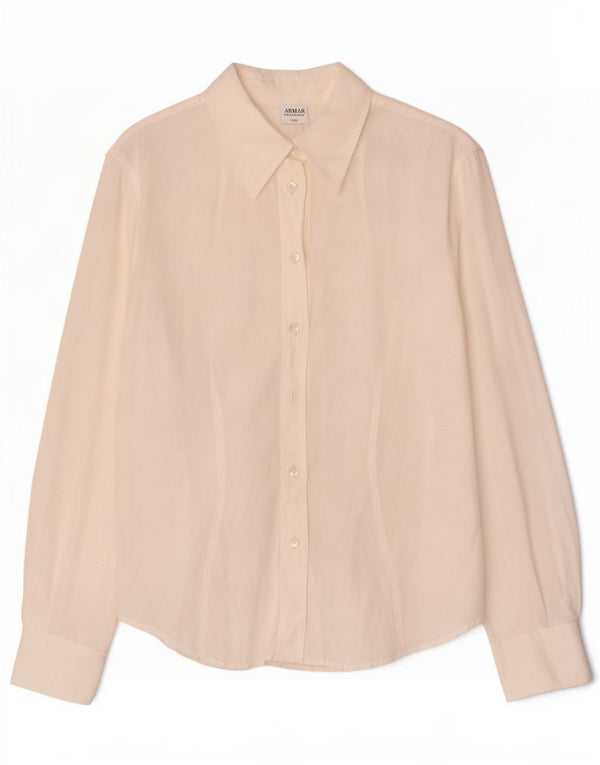 Armani Collezioni Blusa transparente para mujer IT 46 Ramio blanco grande